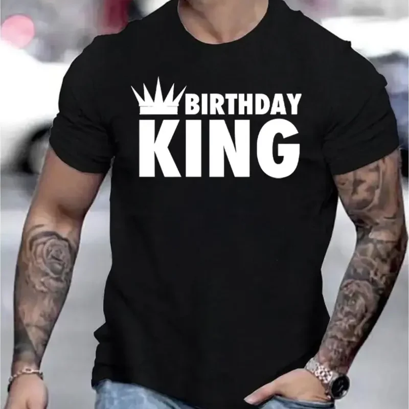 Men's "Birthday KING" Graphic T-Shirt - Black