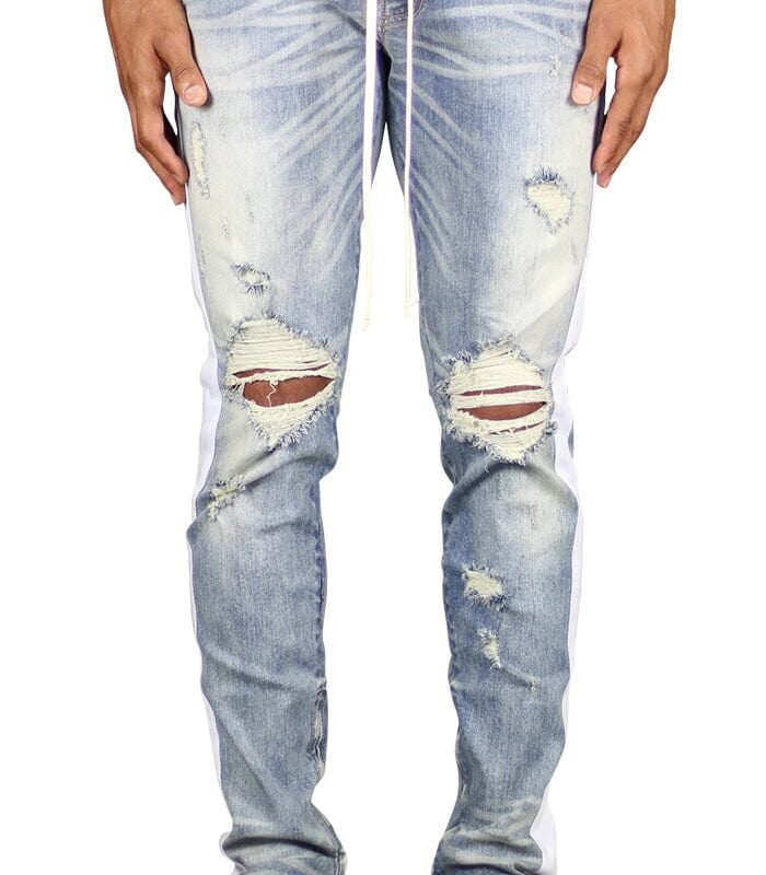 LT.Blue Track Zipper Jeans