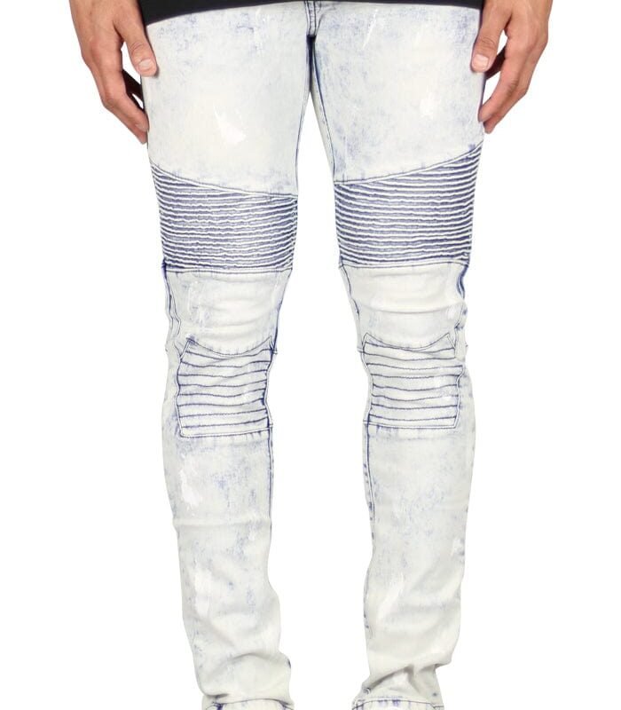 Bleach Blue Biker Jeans