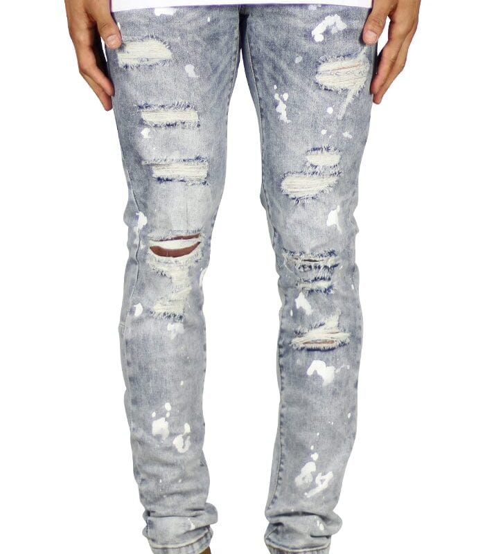 LT.Blue Rag Splatter Jeans