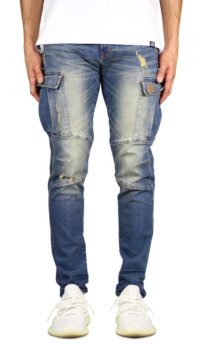 Deep Blue Cargo Jeans