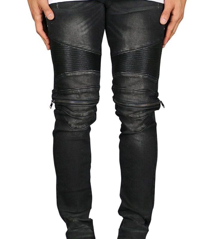 Black Moto Zipper Jeans