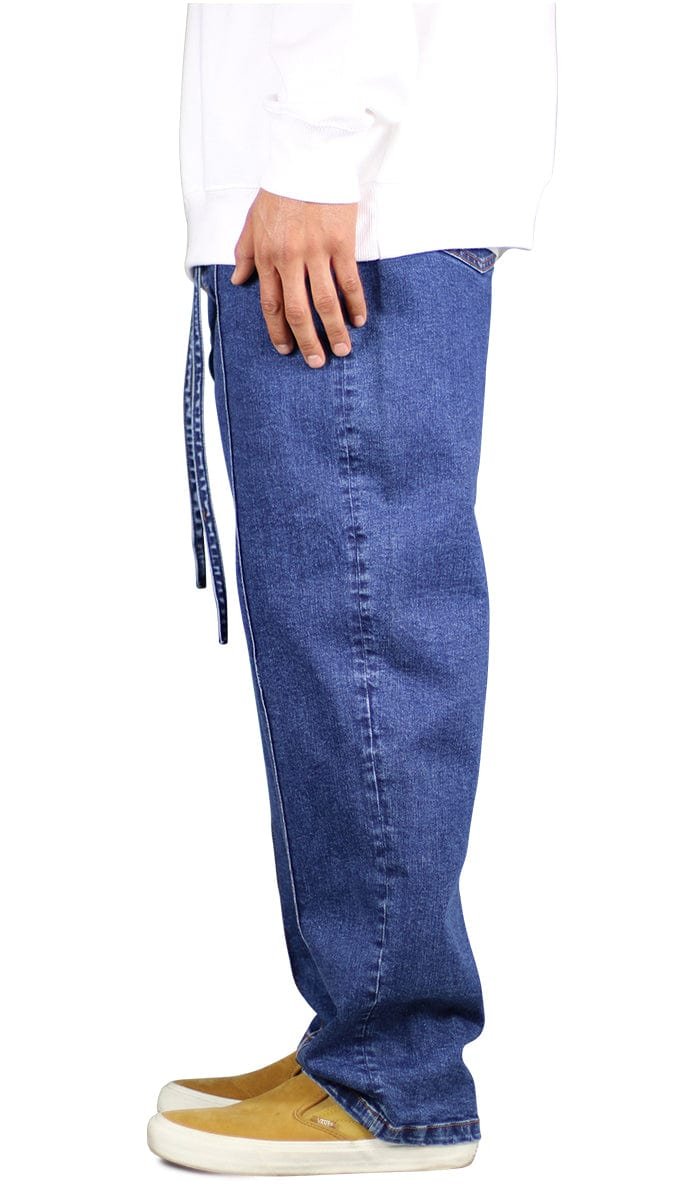 Blue Pleated Baggy Wide Jeans - Image 3