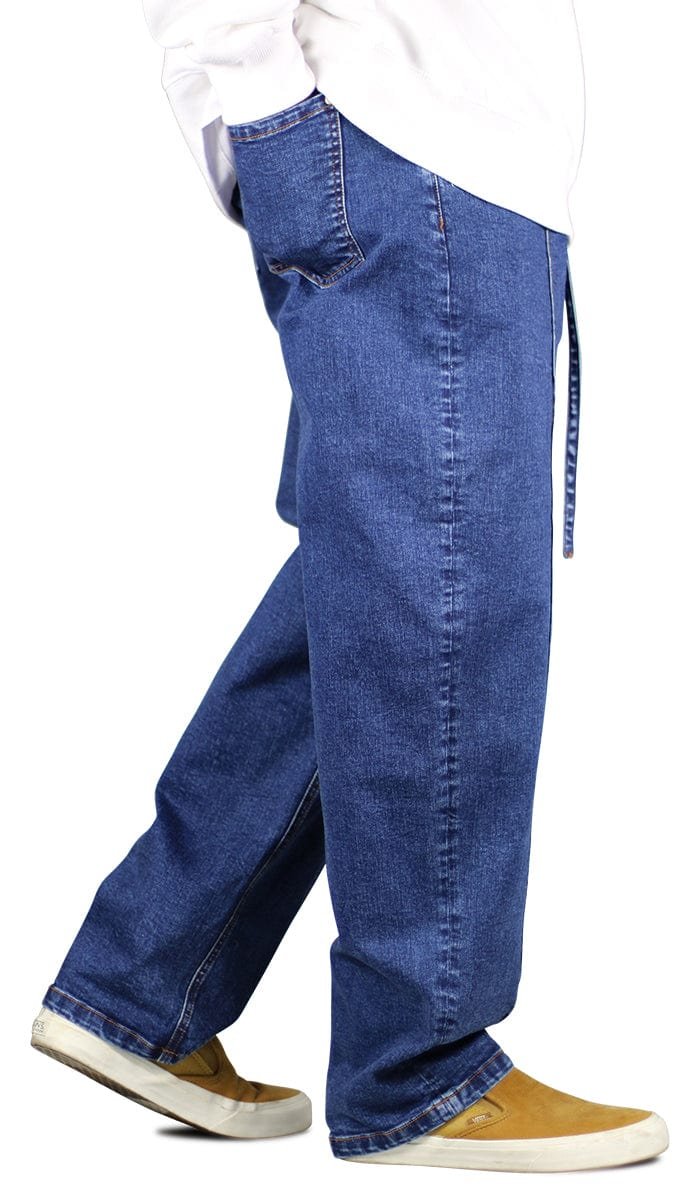 Blue Pleated Baggy Wide Jeans - Image 5