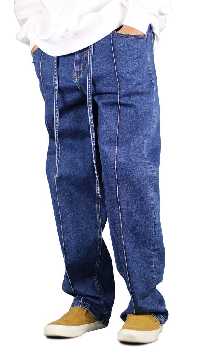 Blue Pleated Baggy Wide Jeans - Image 6