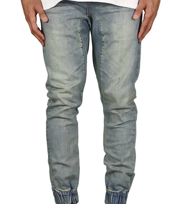 Indigo Drop Crotch Denim Joggers