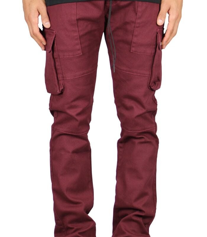 Burgundy Straight Cargo Pants