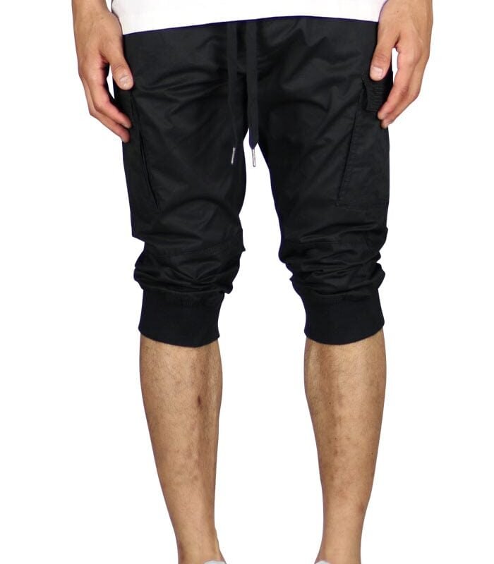 Black Cargo Jogger Shorts
