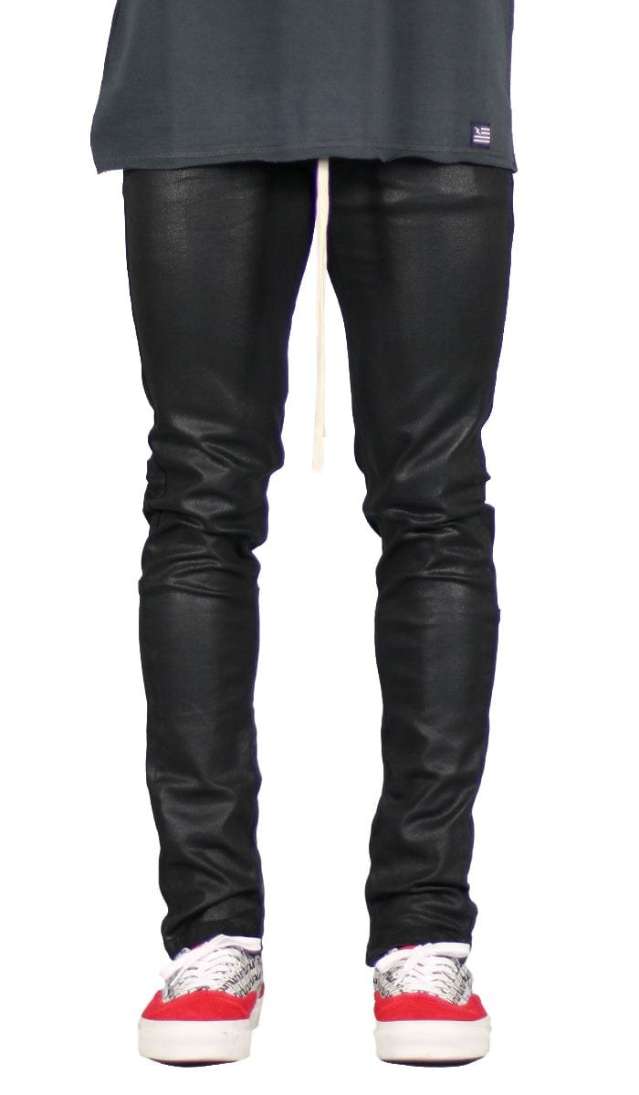 Wax Coated Stack Zipper Jeans